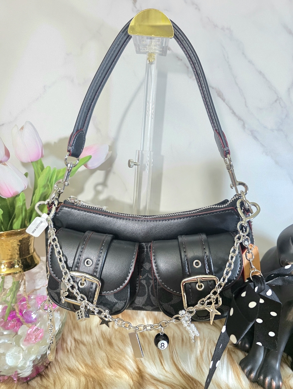Shoulder Bag Crossbody with Chain Charm